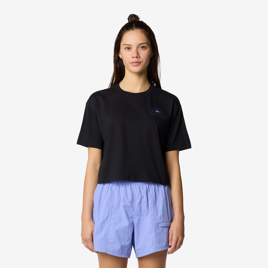 Mountain Hardwear W Seek Floral Boxy Crop Short Sleeve in SCHWARZ