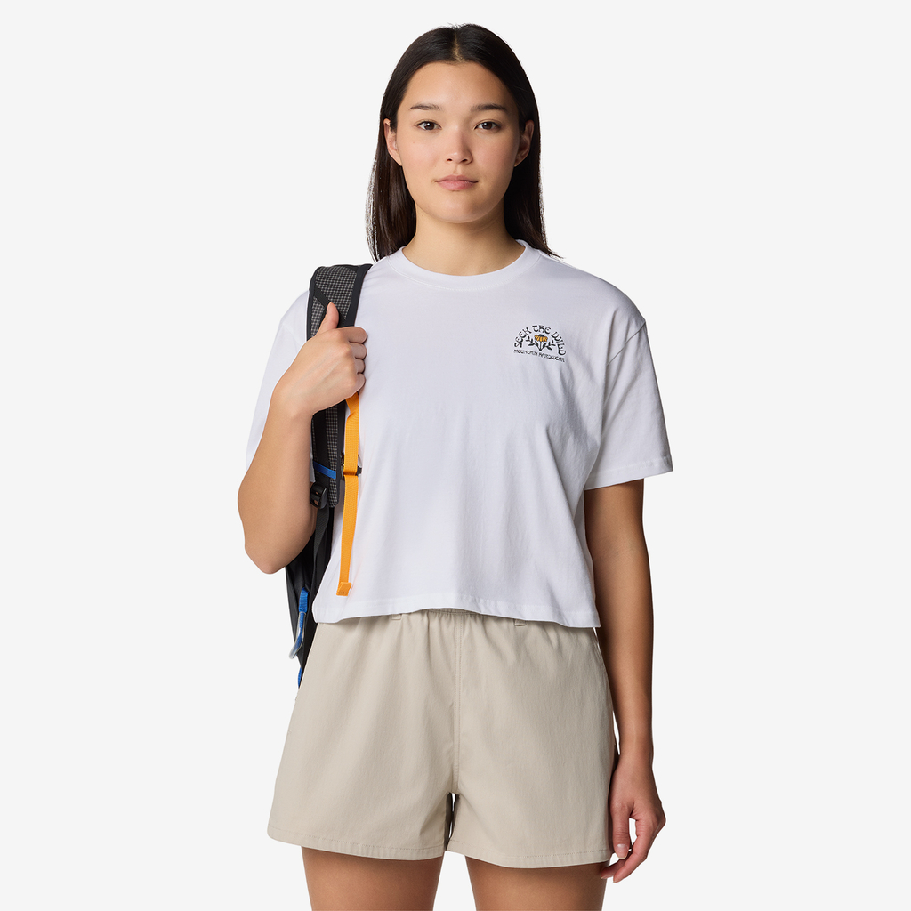 Mountain Hardwear W Seek Floral Boxy Crop Short Sleeve in WEISS