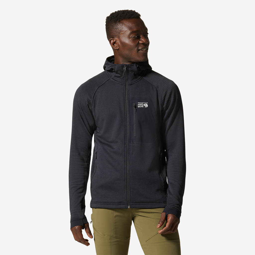 Mountain Hardwear M Polartec® Power Grid™ Full Zip Hoody in SCHWARZ