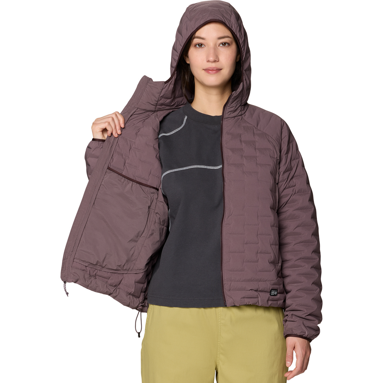 Mountain Hardwear W Stretchdown™ Light Hooded Jacket in BRAUN