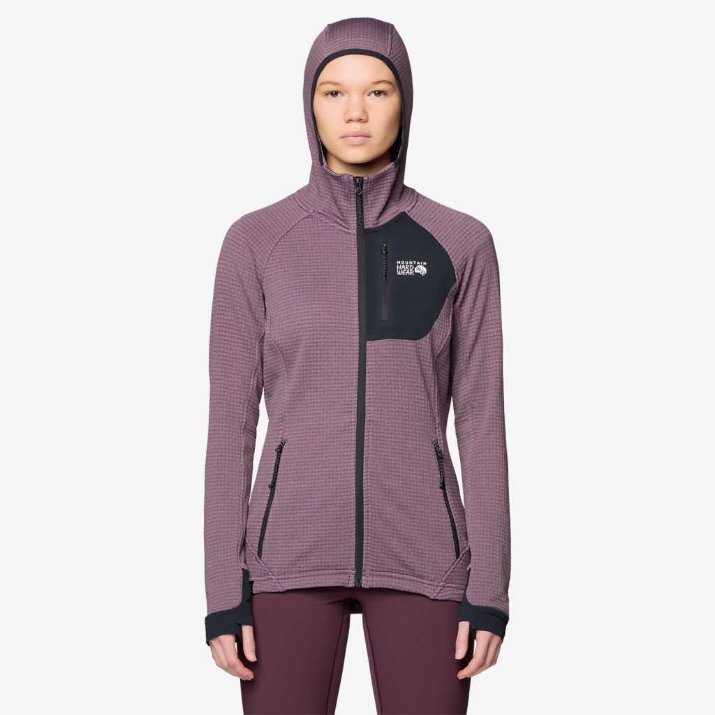 Mountain Hardwear W Polartec® Power Grid™ Full Zip Hoody in SCHWARZ