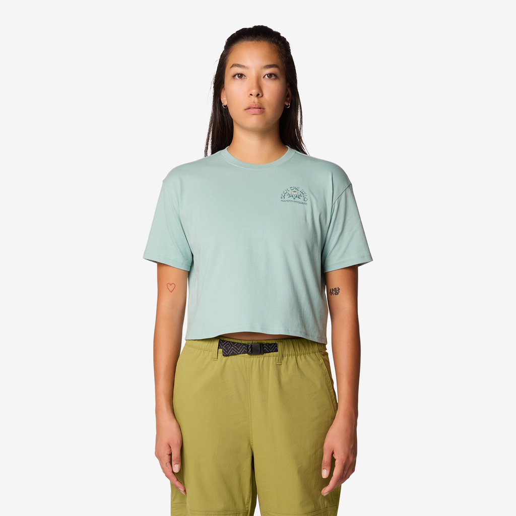 Mountain Hardwear W Seek Floral Boxy Crop Short Sleeve in GRÜN
