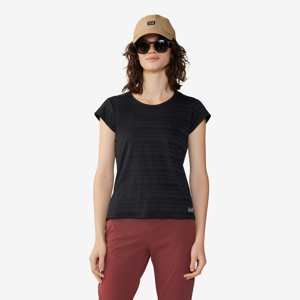 Mountain Hardwear W Mighty Stripe™ Short Sleeve in SCHWARZ