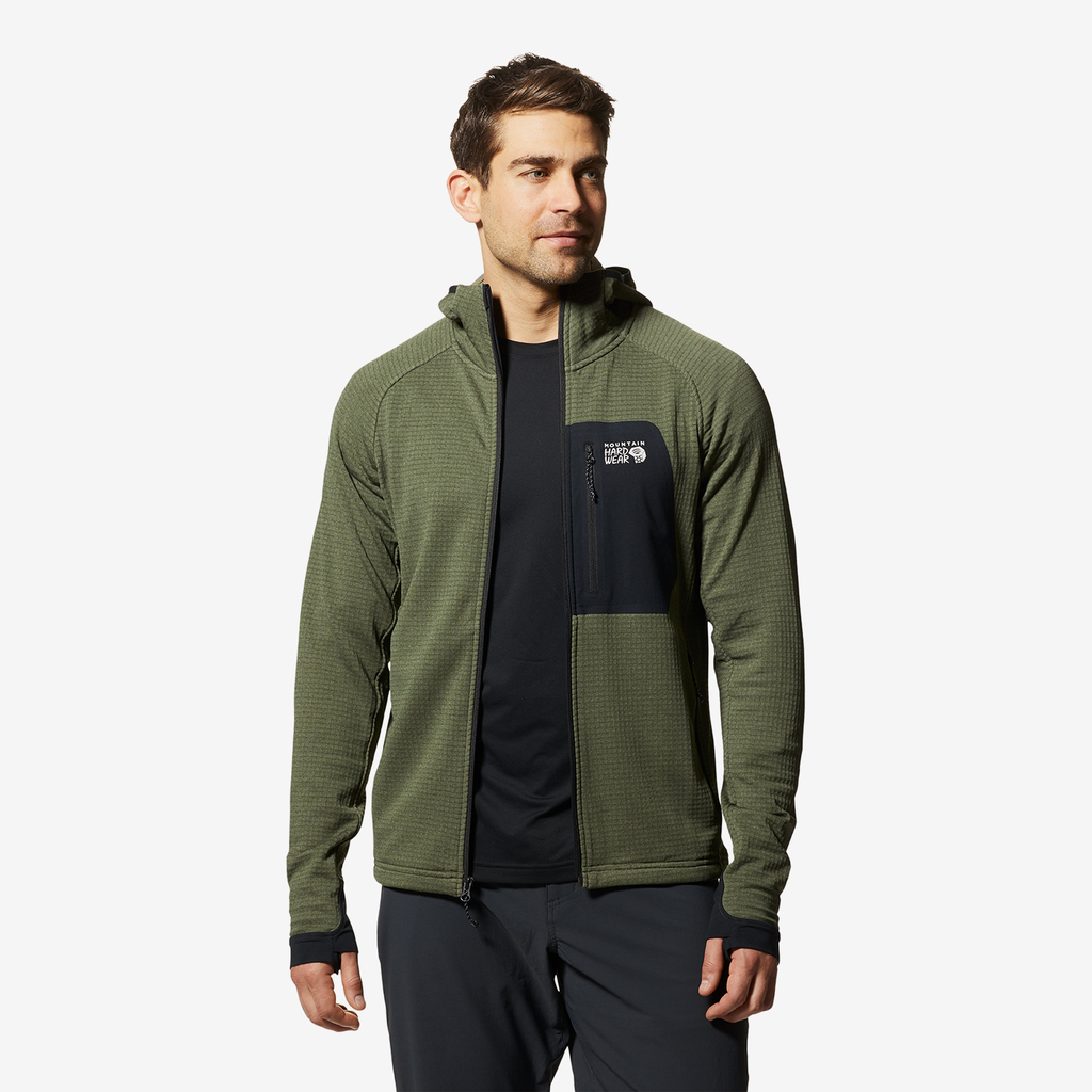 Mountain Hardwear M Polartec® Power Grid™ Full Zip Hoody in GRÜN