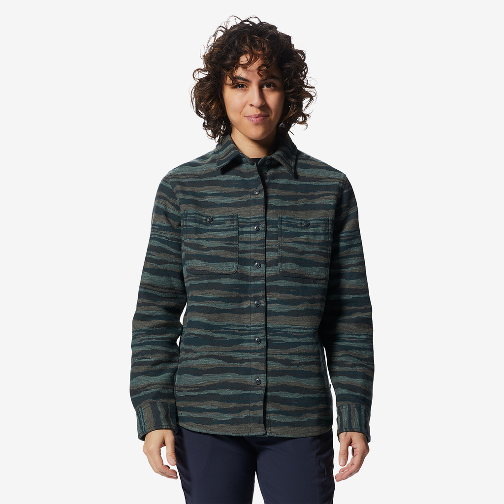 Mountain Hardwear W Granite Peak Long Sleeve Flannel Shirt für Damen in GRAU