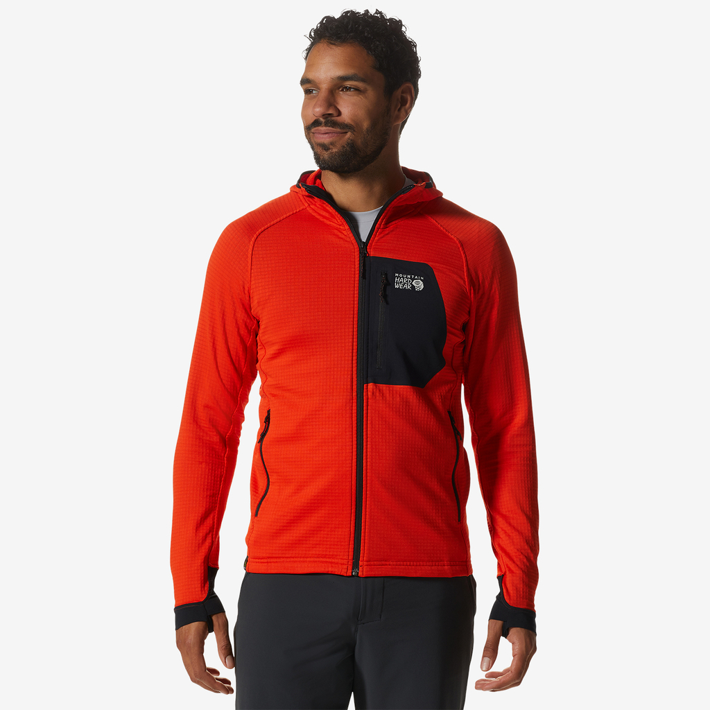 Mountain Hardwear M Polartec Power Grid Full Zip Funktionsshirt für Herren in ROT