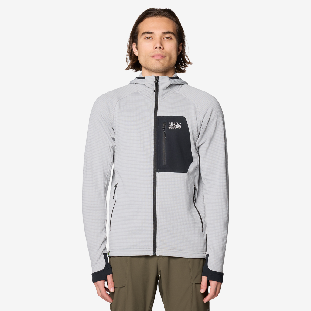 Mountain Hardwear M Polartec® Power Grid™ Full Zip Hoody in GRAU